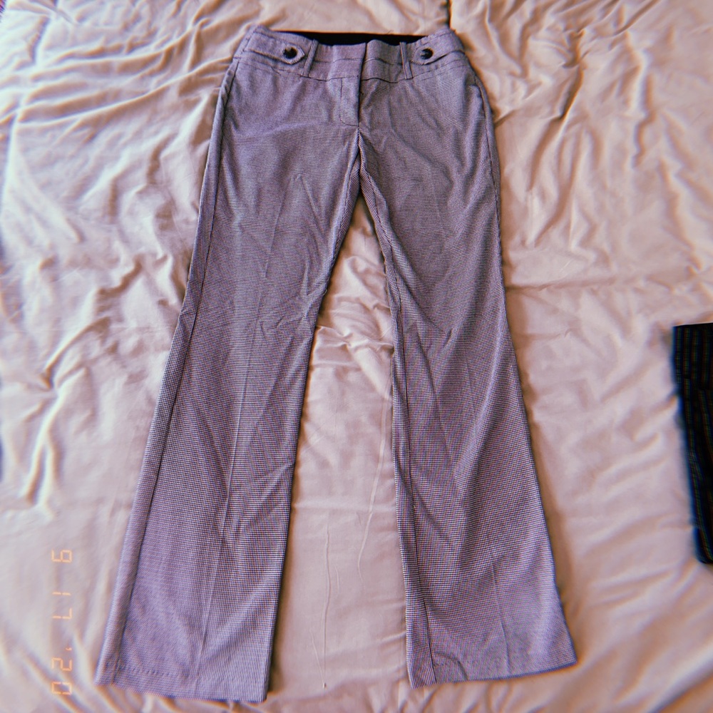 black/white dog’s tooth work pants